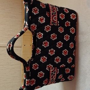 Vera Bradley Black Quilted Handbag With Flowers